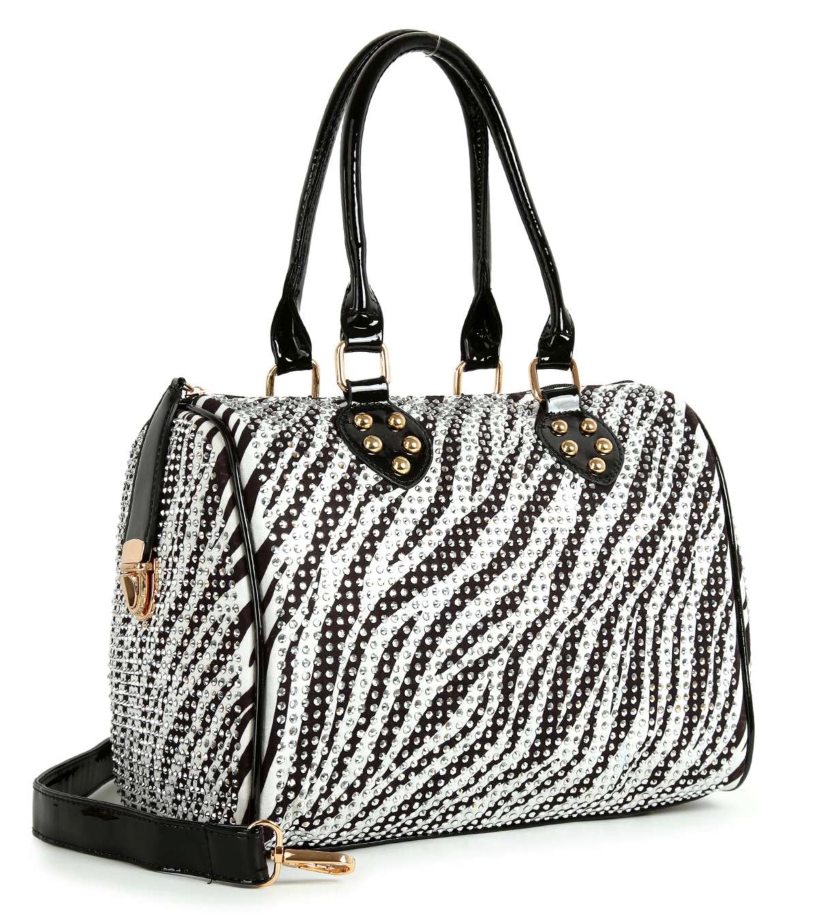 Zebra rhinestone handbag