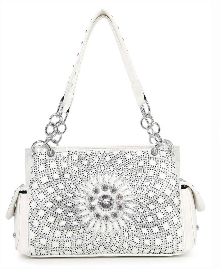 White rhinestone handbag