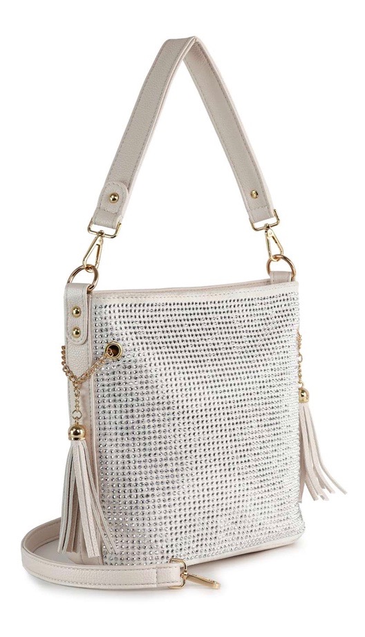 Cream rhinestone shoulder bag