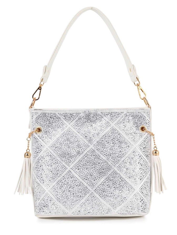 Black wing rhinestone handbag