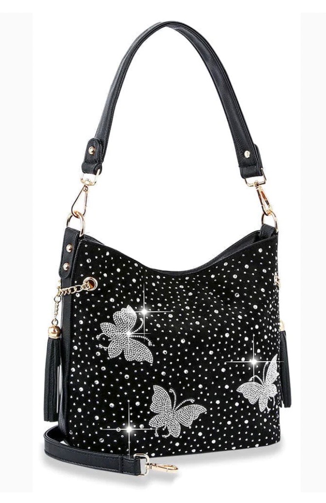 White rhinestone bag alternate angle