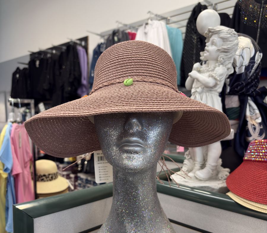Brown wide brim sun hat